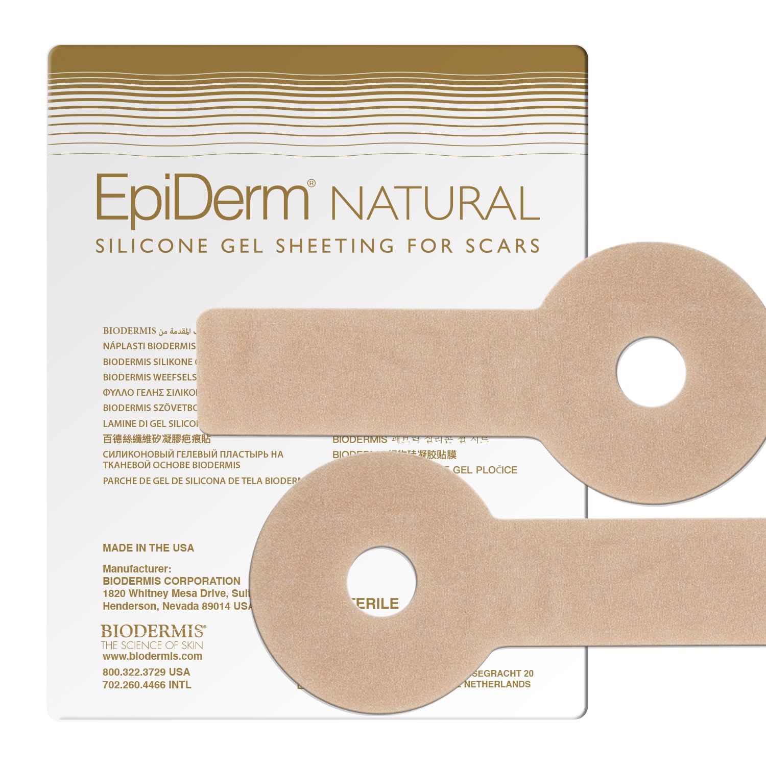 Biodermis Epi-Derm Areopexy Silicone Scar Sheets for Breast Augmentation, Professional Scar Patches in Lollipop Configuration, Ideal for Lejour Technique, Cut-to-Size, Pair - 1 Pair, Natural