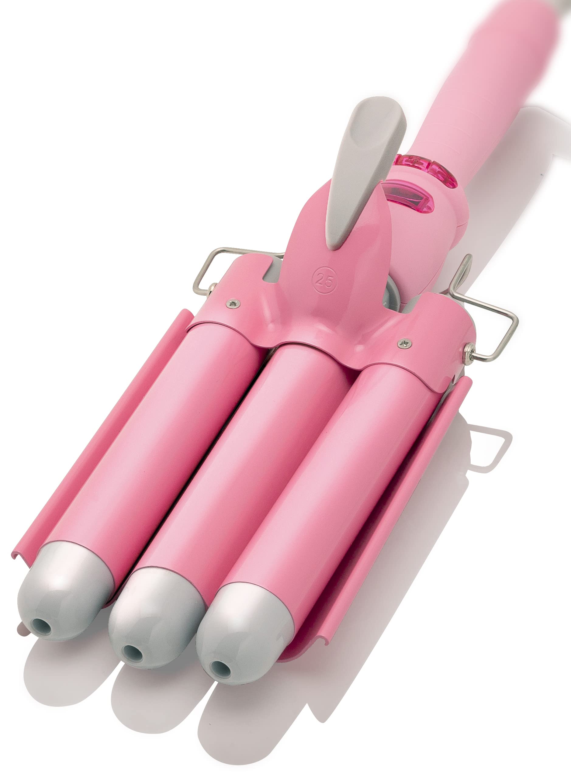 Alure Three Barrel Curling Iron Wand Hair Waver with LCD Temperature Display - 1 Inch Ceramic Tourmaline Triple Barrels, Dual Voltage Crimp